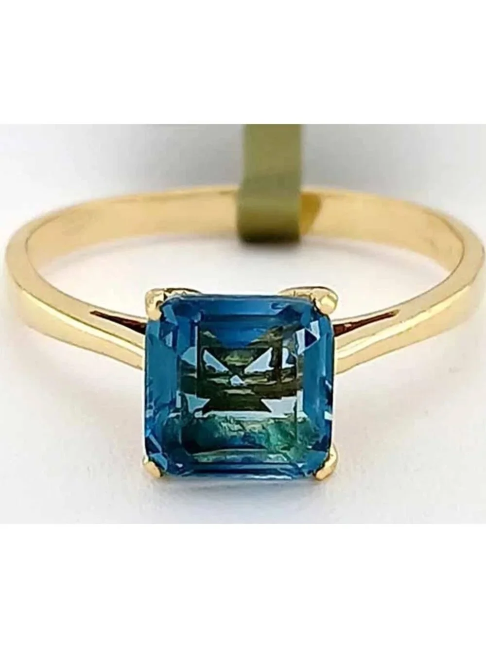 Genuine 1.24 Cts Blue Zircon Solitaire Ring 10k Gold